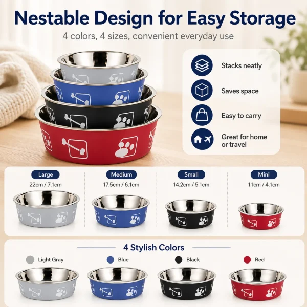 Stainless Steel Pet Bowl Thickened Anti Slip