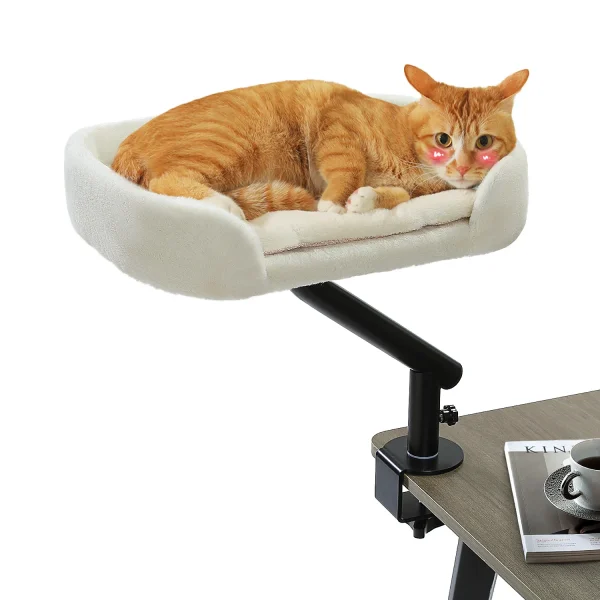 Cat Desk Bed, 360° Rotatable Cat Bed Stand